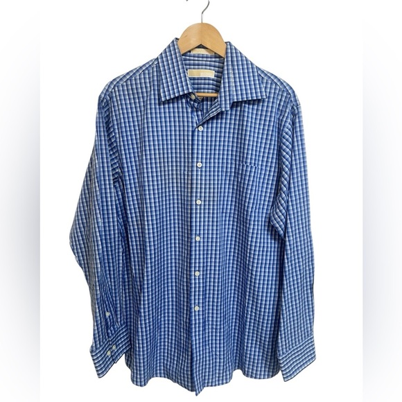Michael Kors Men’s Blue Plaid Button Down Shirt Sz XL - Picture 6 of 6